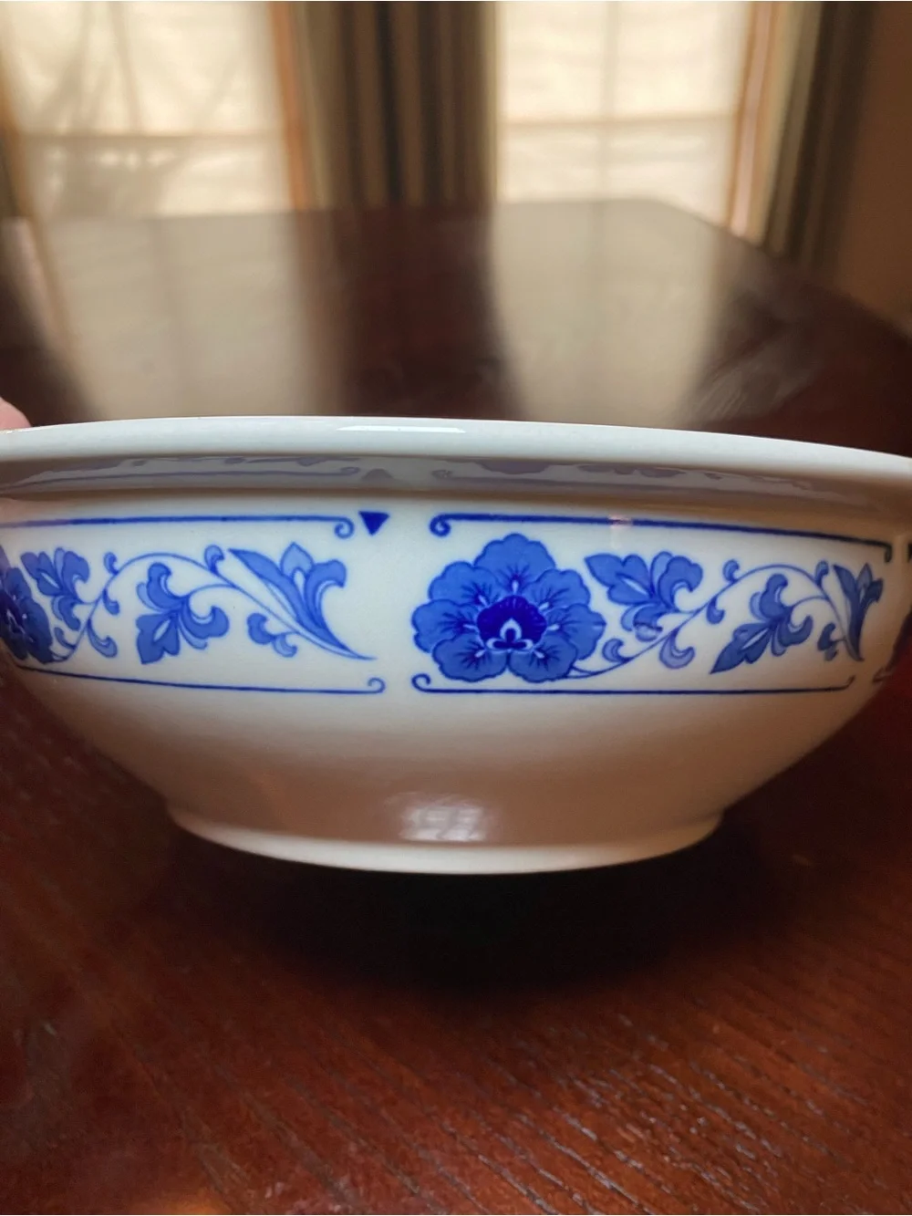 Chinese Blue and White Porcelain Serving Bowl 9.5 inches round